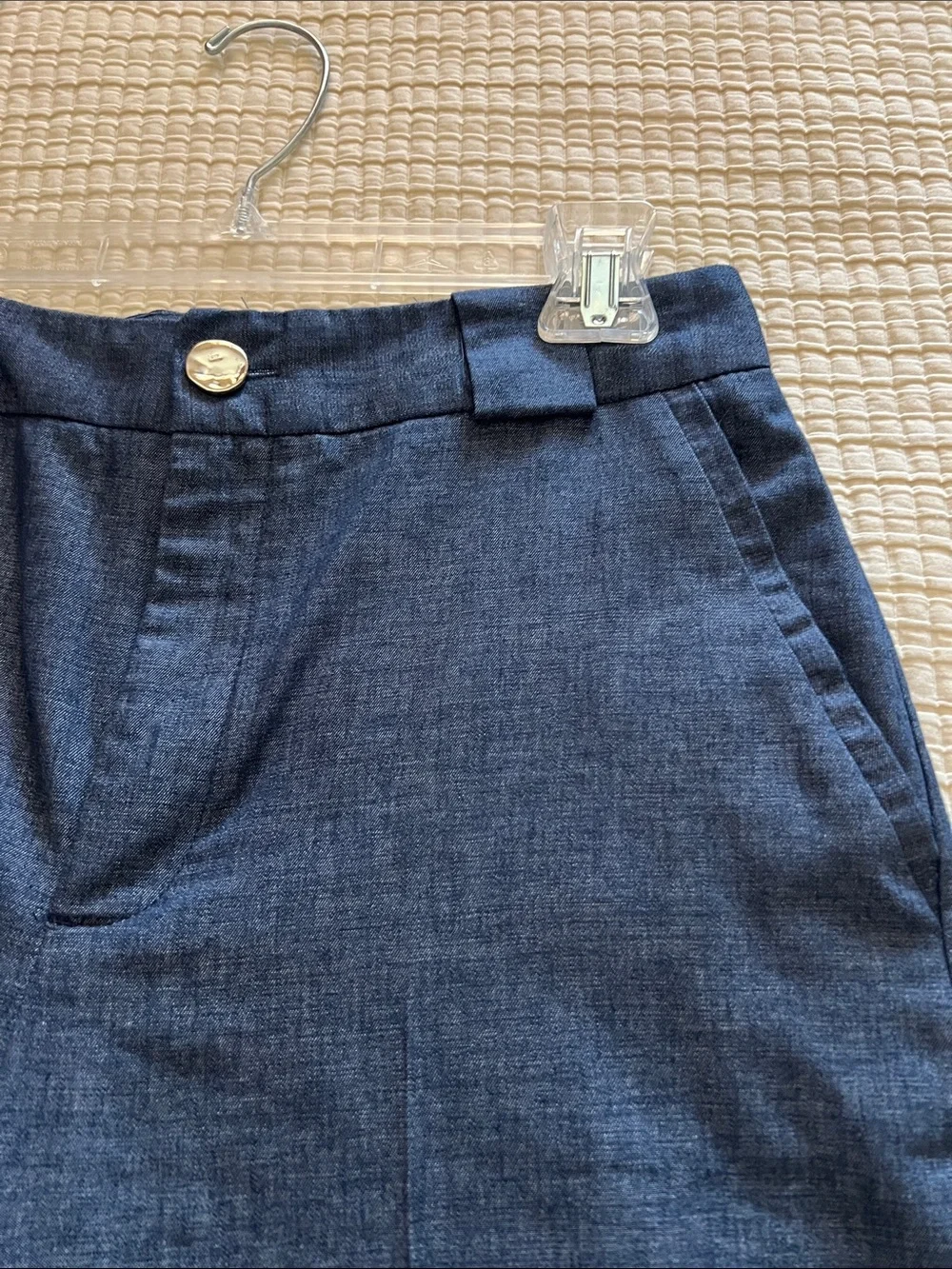 Zara Sleeveless Light Indigo Linen blend Peplum vest and matching culottes